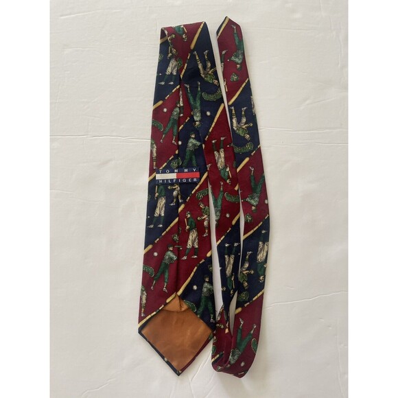 Tommy Hilfiger Silk Golf Necktie Tie Blue‎ Golfing Golfer VINTAGE 90s - Picture 3 of 7